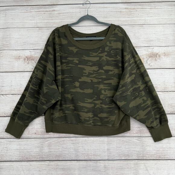 Sanctuary Camouflage Oversized Boxy Sweatshirt Womens Large Green Camo - Picture 1 of 13